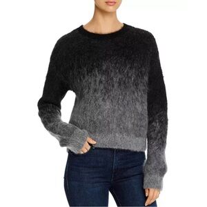 Eileen Fisher Black Grey Ombre Luxe Fuzzy Mohair + Alpaca Wool Sweater XS/S NWOT